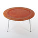 Top down angled view of red Eames CTM coffee table