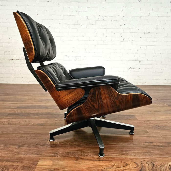 Right side view of Black and Rosewood Eames Lounge Chair