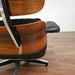 Partial close up view of back of Black and Rosewood Eames Lounge Chair