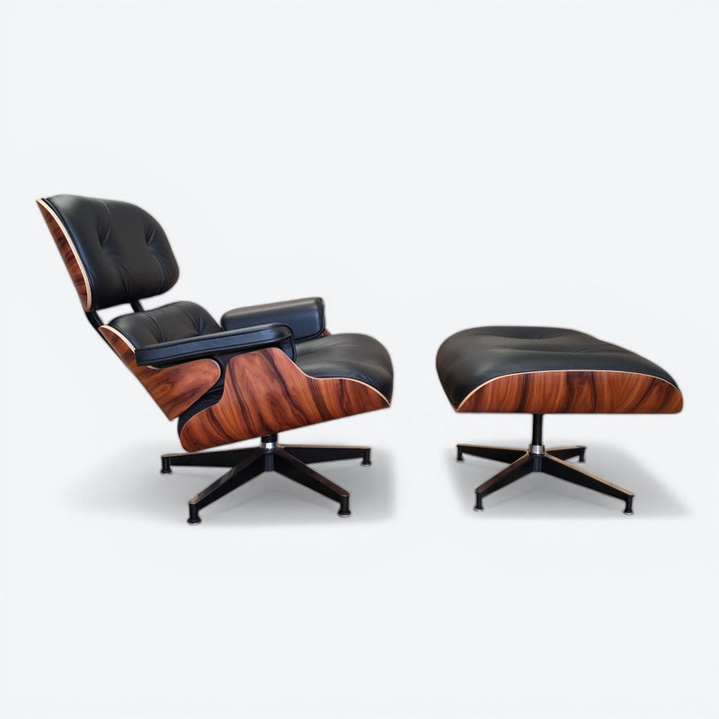 Black & Palisander Santos Herman Miller Original Eames Lounge Chair & Ottoman
