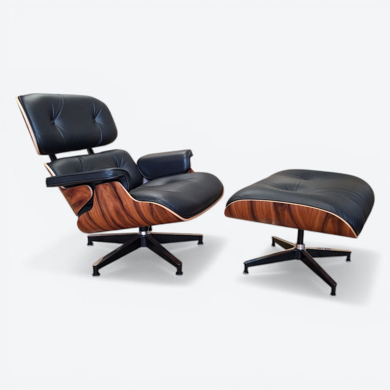 Black & Palisander Santos Herman Miller Original Eames Lounge Chair & Ottoman