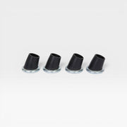 A set of four black replacement Boot Glides with a metal tip for Eames X and H base chairs.