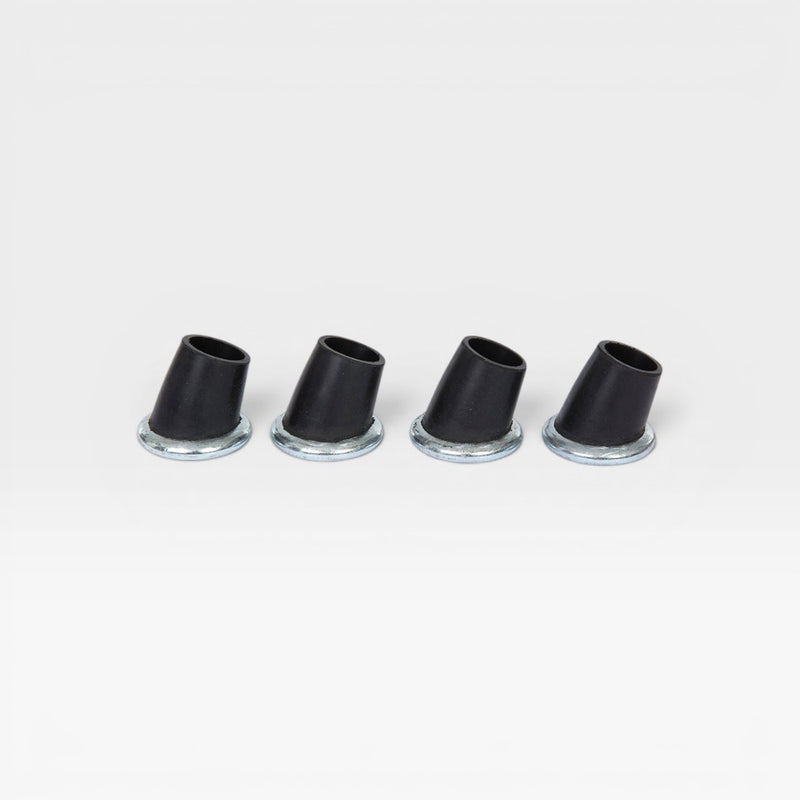 A set of four black replacement Boot Glides with a metal tip for Eames X and H base chairs.
