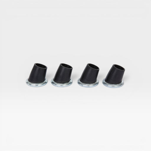 A set of four black replacement Boot Glides with a metal tip for Eames X and H base chairs.