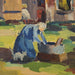 Detailed view of original 1930 Eames oil painting