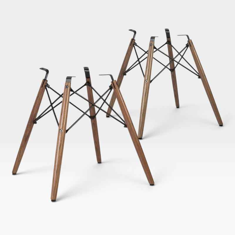 Walnut Dowel DSW (or DAW) Replacement Base For Eames Side & Arm Fiberglass Chairs - 2 x (Pair)