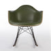 Front view of green on greige Eames RAR rocking arm chair