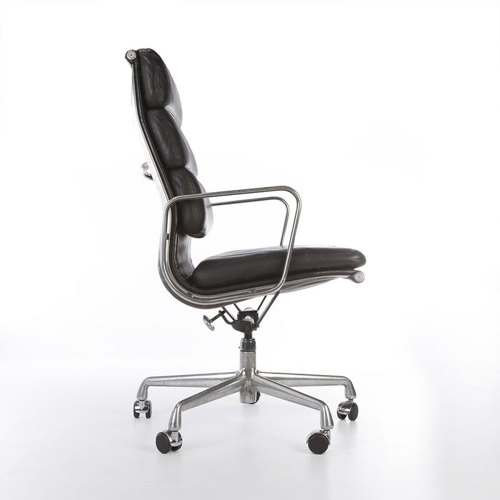 Right side view of black Eames EA437 office chair