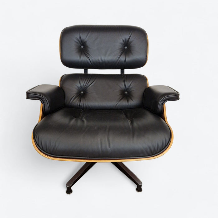 Front view of Black and Santos Eames Lounge Chair