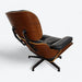 Rear view of black and walnut Eames Lounge Chair