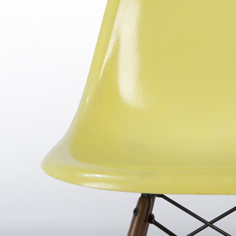 Partial close up front view of Lemon Yellow Eames DSW