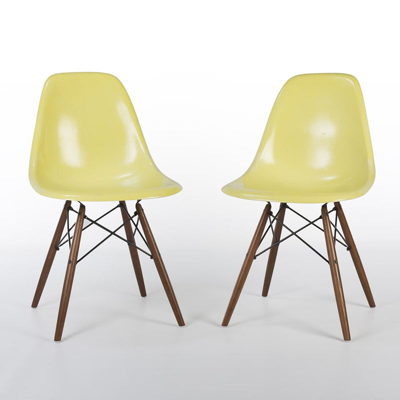 Front view of pair of Lemon Yellow Eames DSWs