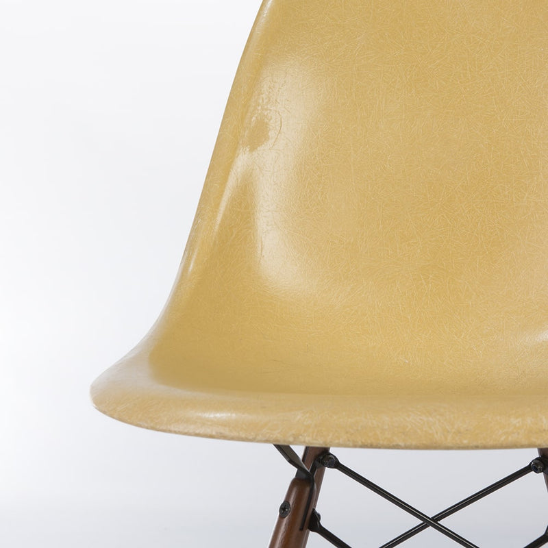 Artistic close up view of front of ochre Eames DSW