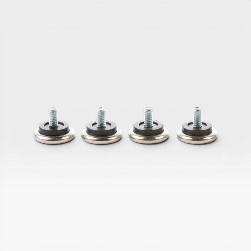 Front view of set of 4 Eames lounge Chair ottoman Domes of Silence Feet