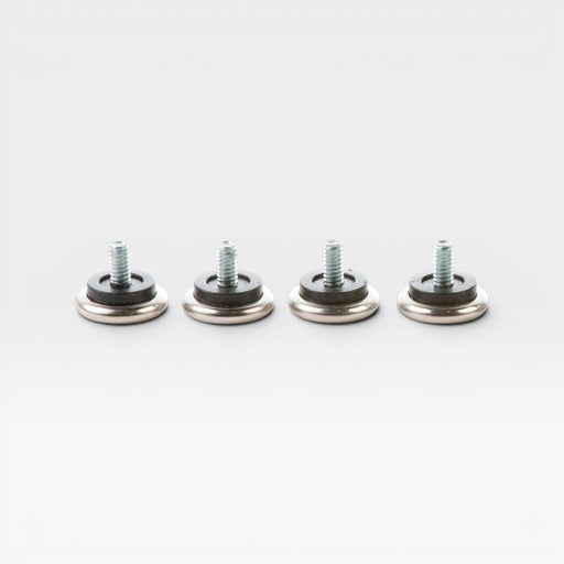 Front view of set of 4 Eames lounge Chair ottoman Domes of Silence Feet
