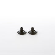 Front view of pair of black Eames office chair feet