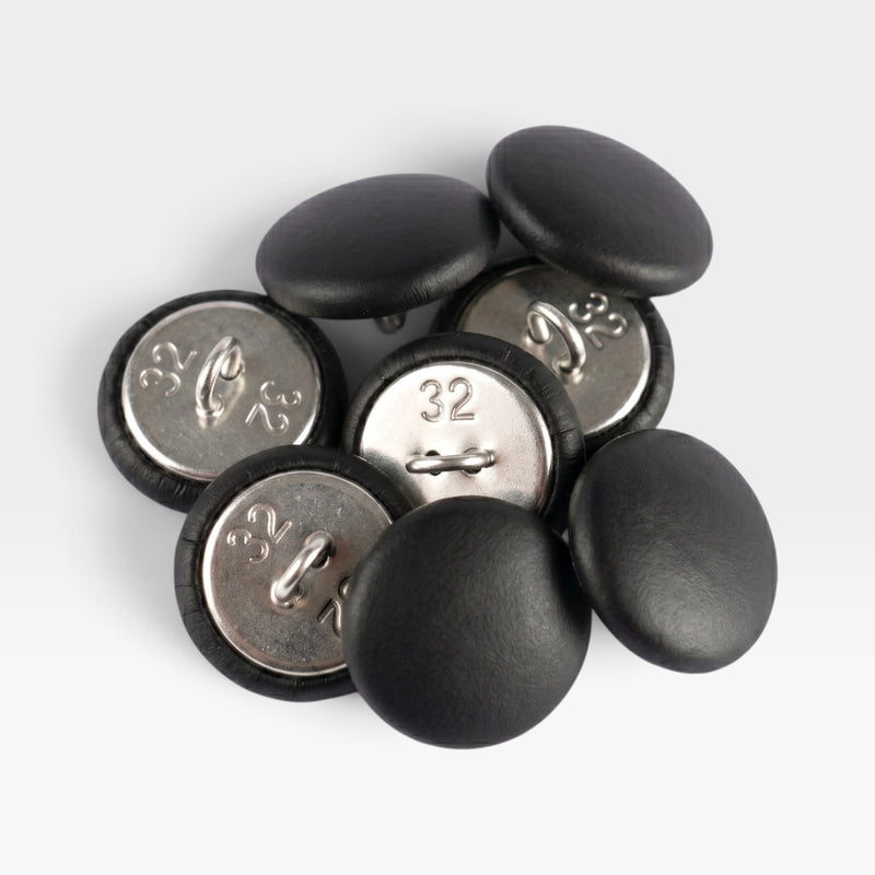 Eames Lounge Chair Black Leather Replacement Buttons - 8 x (Full Chair/Ottoman Set)