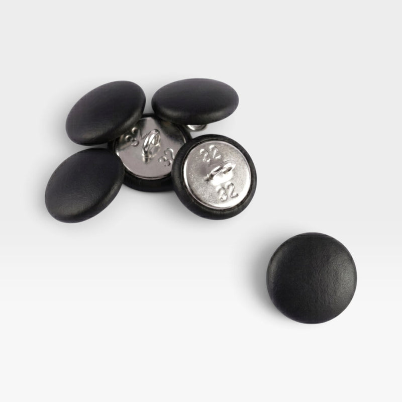 Eames Lounge Chair Black Leather Replacement Buttons - 6 x (Full Chair Only Set)