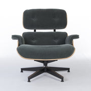 Front view of green mohair walnut Eames Lounge Chair