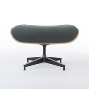 Front view of green mohair walnut Eames Lounge Chair Ottoman
