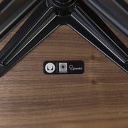 View of label on green mohair walnut Eames Lounge Chair and Ottoman