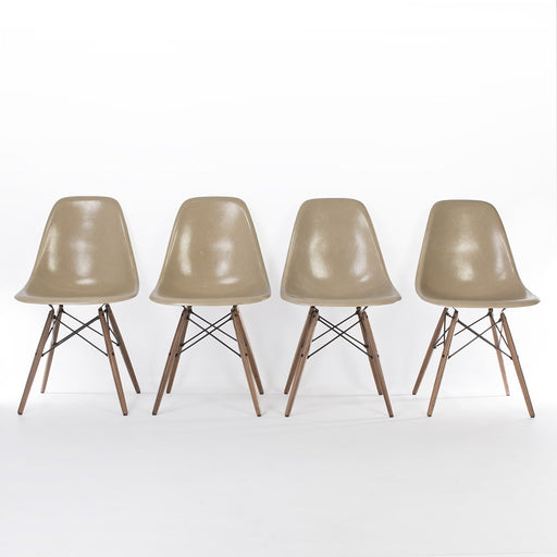 Front view of set of 4 Greige Eames DSWs