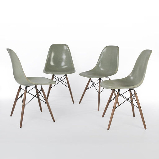 Front view of set of 4 light seafoam Eames DSWs in a circle