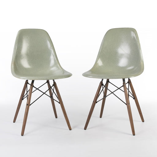 Front view of pair of light seafoam Eames DSWs