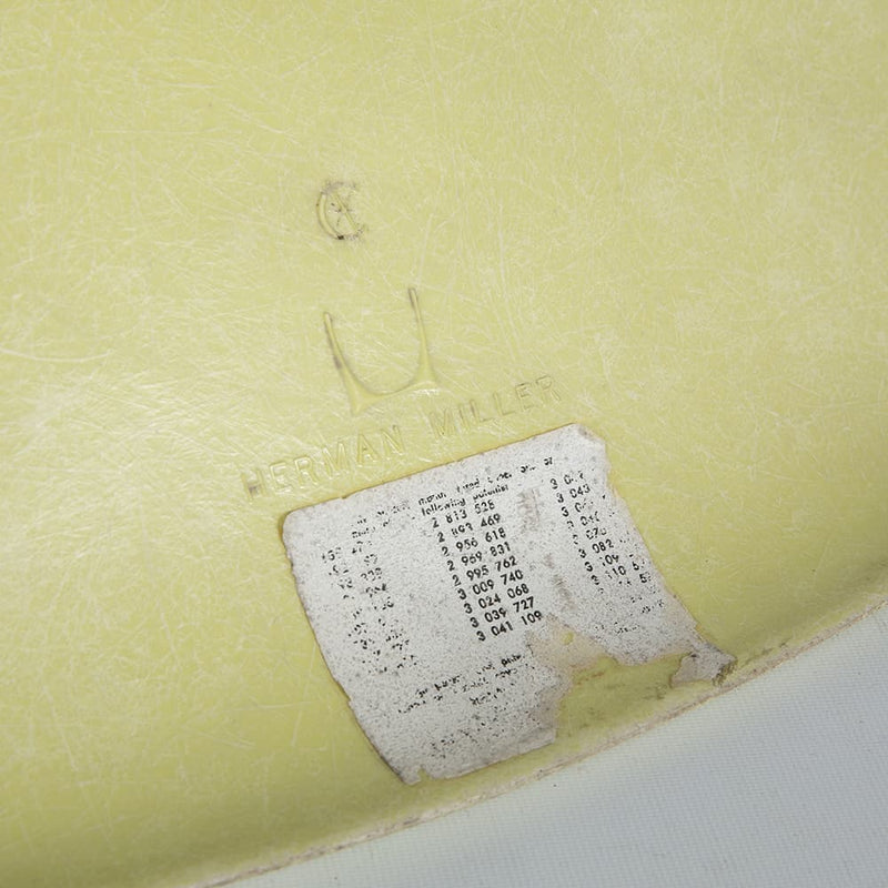 View of logo on Lemon Yellow Eames DSW