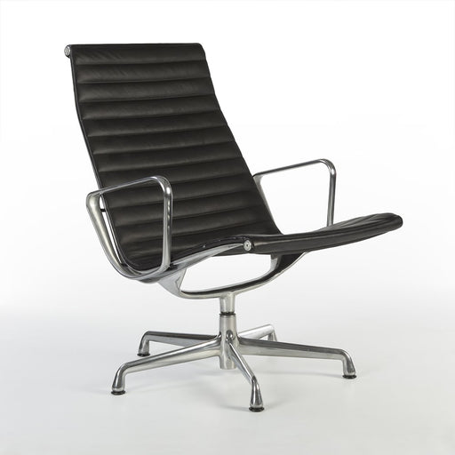 Front angled view of black EA316 Eames Aluminium Lounge Chair