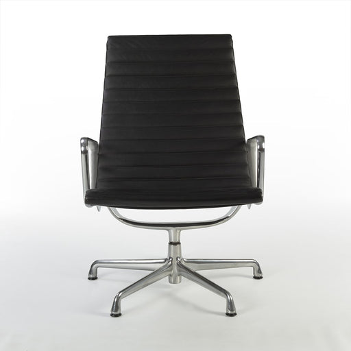 Front view of black EA316 Eames Aluminium Lounge Chair