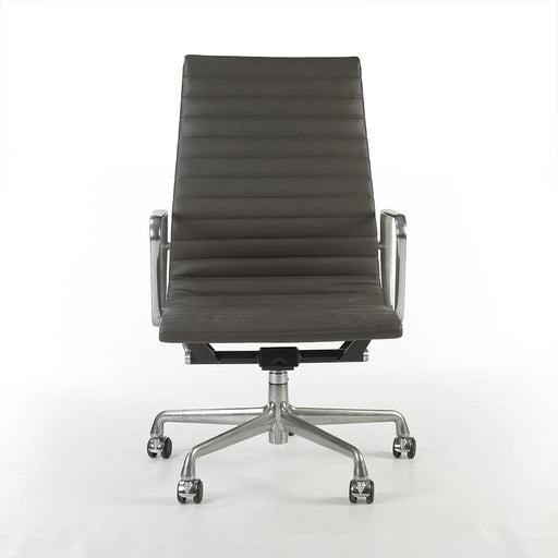 Front view of Grey Eames EA337 High Back Ribbed Office Chair