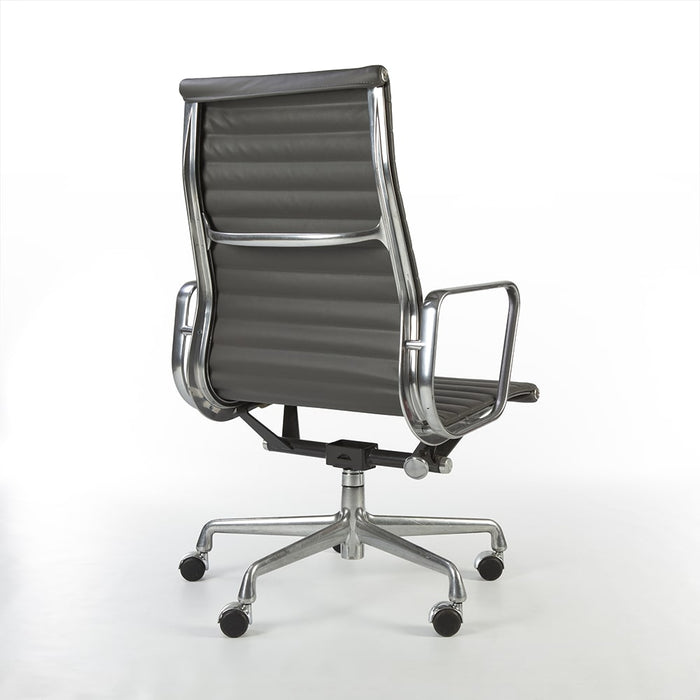 Rear angled view of Grey Eames EA337 High Back Ribbed Office Chair
