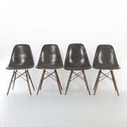 Front view of set of 4 Elephant Grey Eames DSWS in a line
