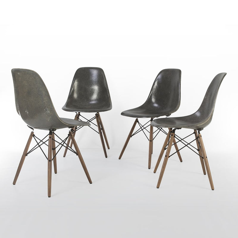 Front view of set of 4 Elephant Grey Eames DSWS in a circle