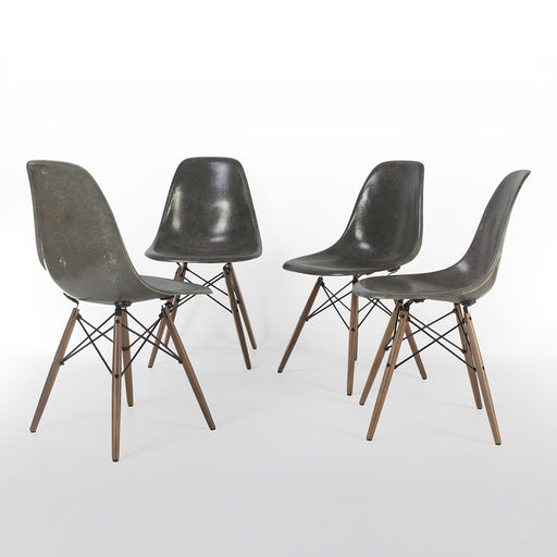 Front view of set of 4 Elephant Grey Eames DSWs in a circle