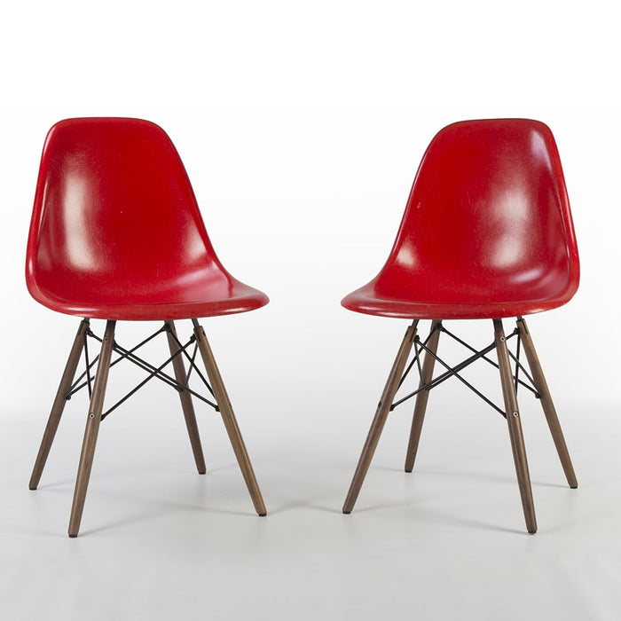 Front view of pair of Red Eames DSWs