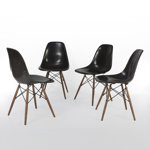 Front view of set of 4 black Eames DSWs in a circle