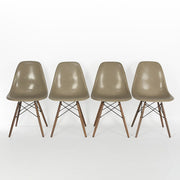 Front view of set of 4 greige Eames DSWs in a line