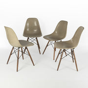 Front view of set of 4 greige Eames DSWs in a circle
