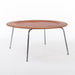 Front angled view of red Eames CTM coffee table