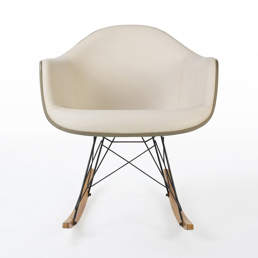 Front view of all white Eames RAR rocking arm chair