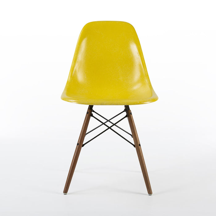 Front view of Bright Yellow Eames DSW dining side chair