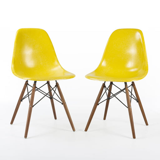 Front angled view of pair of Bright Yellow Eames DSWs