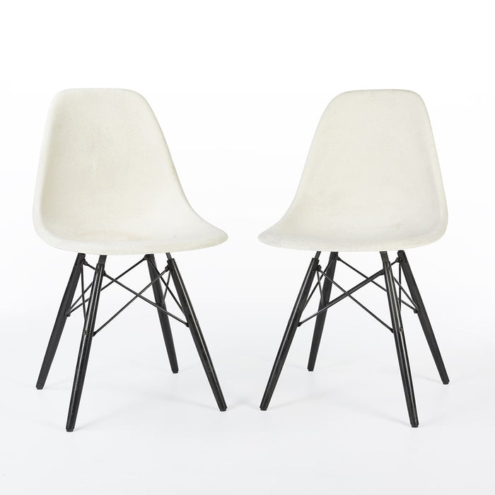 Front view of pair of white Eames DSWs