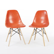 Front angled view of pair of Orange Eames DSWs