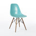 Front angled view of turquoise Eames DSW dining chair