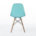 Rear view of turquoise Eames DSW dining chair