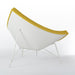 Rear angled view of orange on white Nelson coconut chair