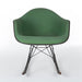 Front view of green on black Eames RAR rocking arm chair